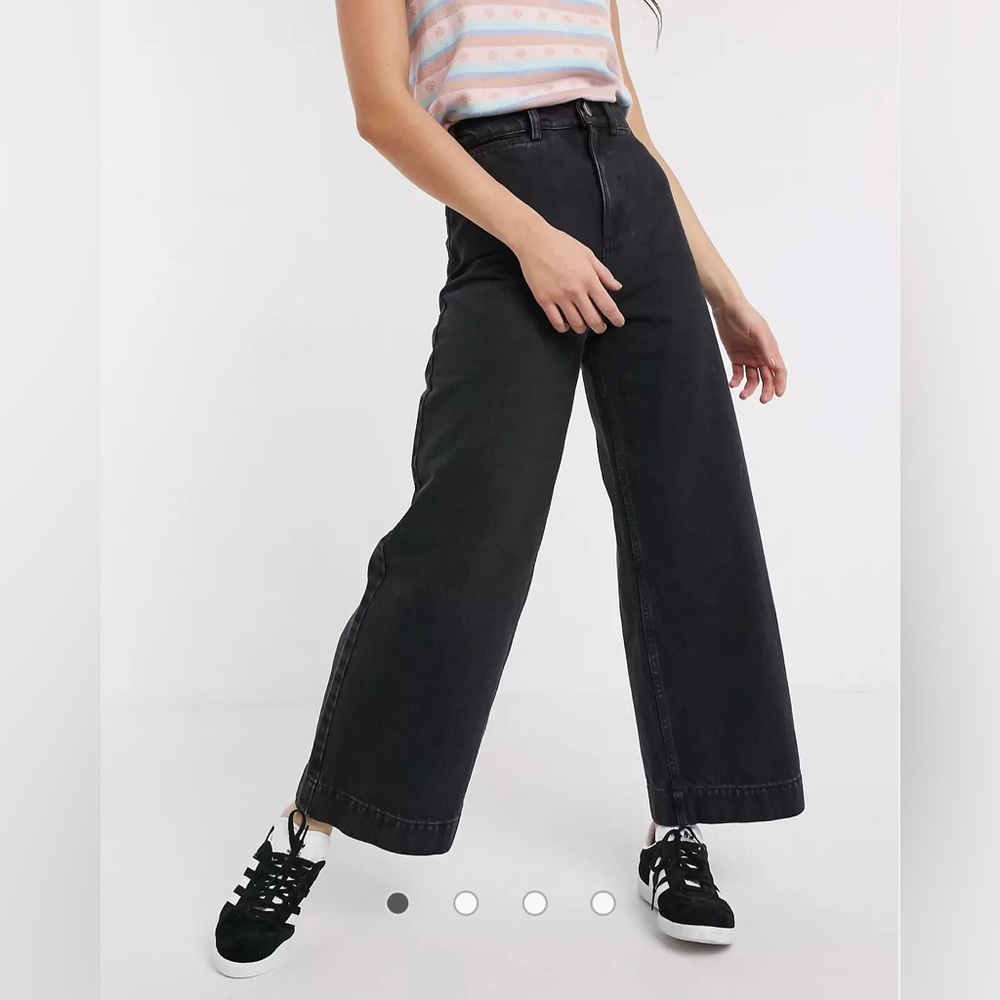 ASOS Design easy high waist wide leg jeans 🐈‍⬛ black denim 🐈‍⬛ - Picture 5 of 12